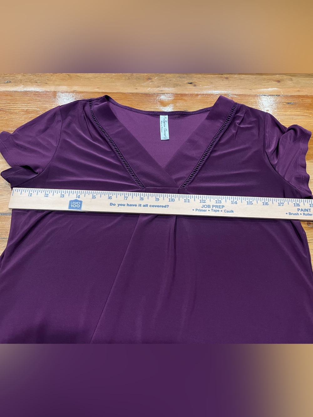 Plum V-Neck Short Sleeve Blouse Workwear Office Chic - Picture 4 of 6
